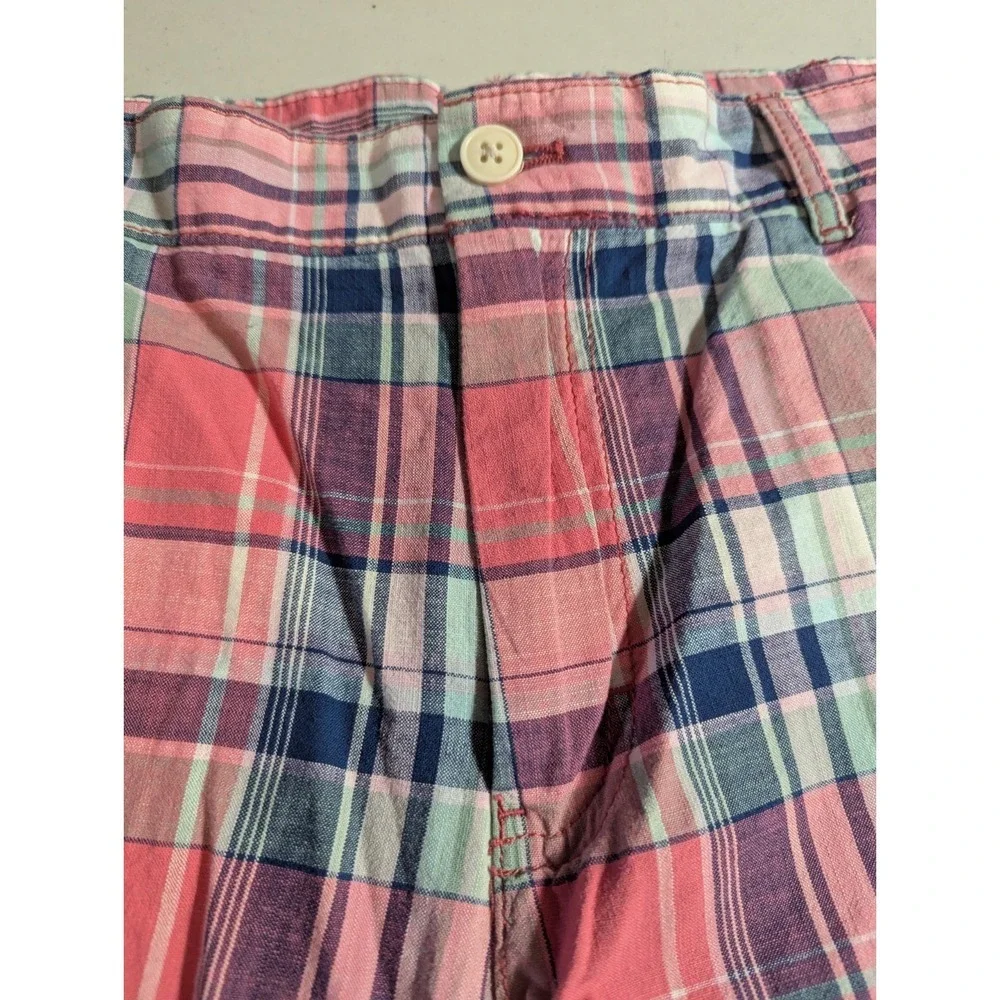 IZOD Shorts Mens 34 Tan Blue Plaid 9